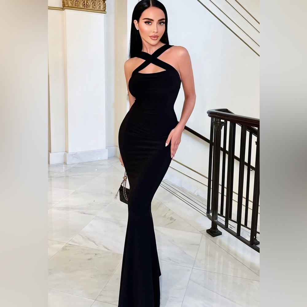 Stretch jersey front cross maxi